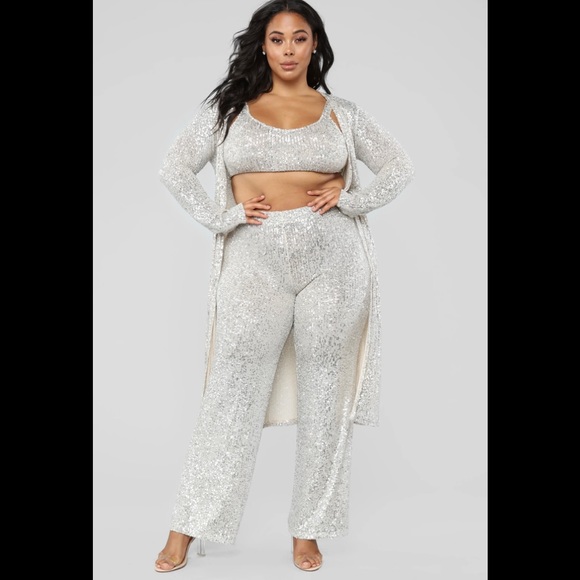 True Glam Sequin 3-Piece Set - Nude/Silver